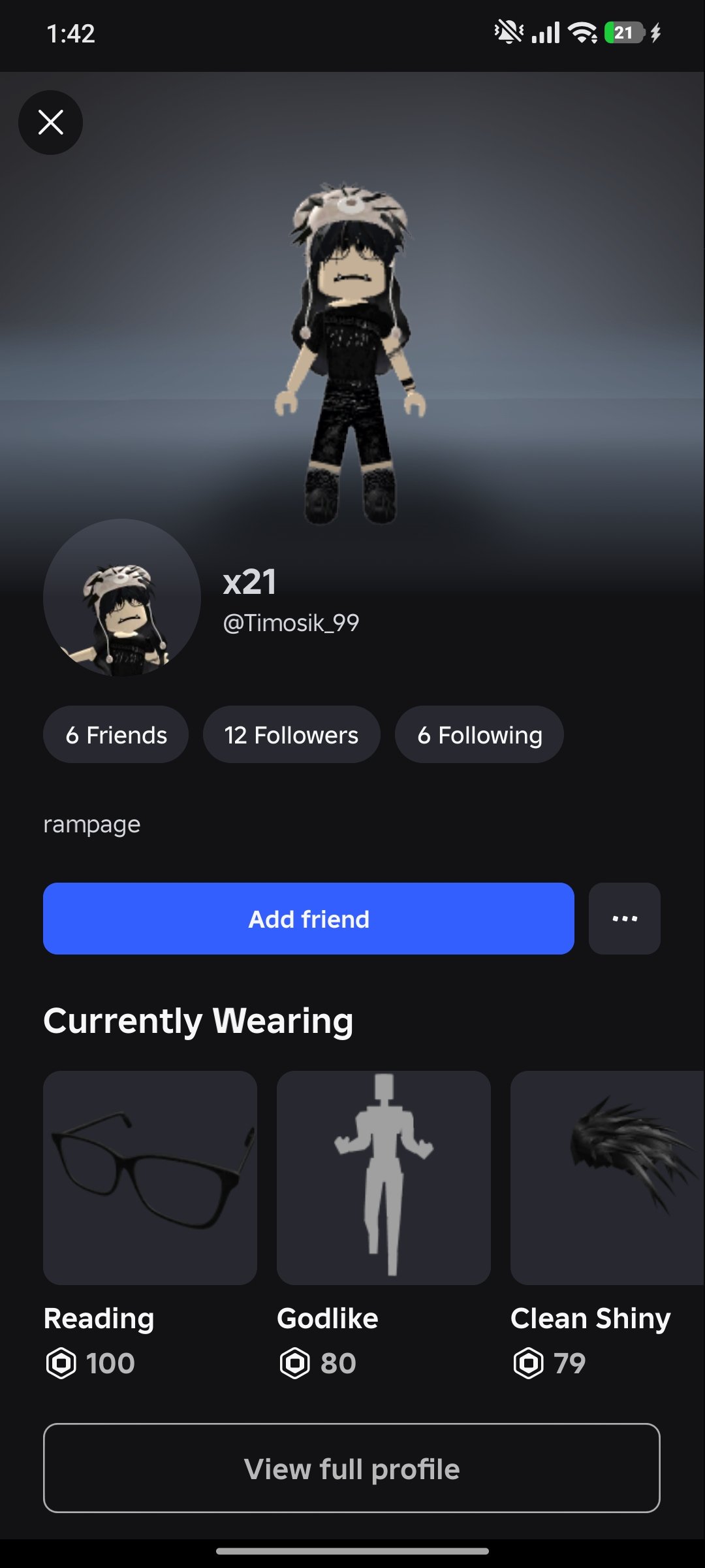 🎮 Roblox acc (21+) with 1,099 total. 🔥 Decent in MM2 and Blade Ball. 👍 Everything is fast and safe., Sale, Voice chat: Yes