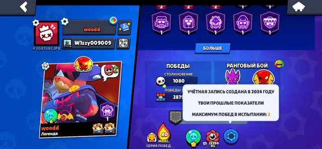 King Frank, 39500 trophies, 104 brawlers, 29 primes