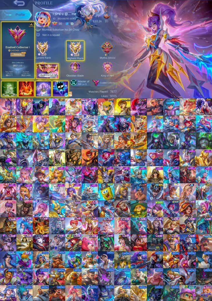 🟨✖️🟨【GUARANTEE】3 LEG🟡🔴COLL X2🟡🔴SOUL VESSEL X2🟡🔴EREN🟡🔴KOF X4🟡🔴MINATO🟡🔴ALLSTAR MOSCOW, Sale, Rank: Epic, Level: 86, Winrate: 55%, Heroes: 132, Skins: 381