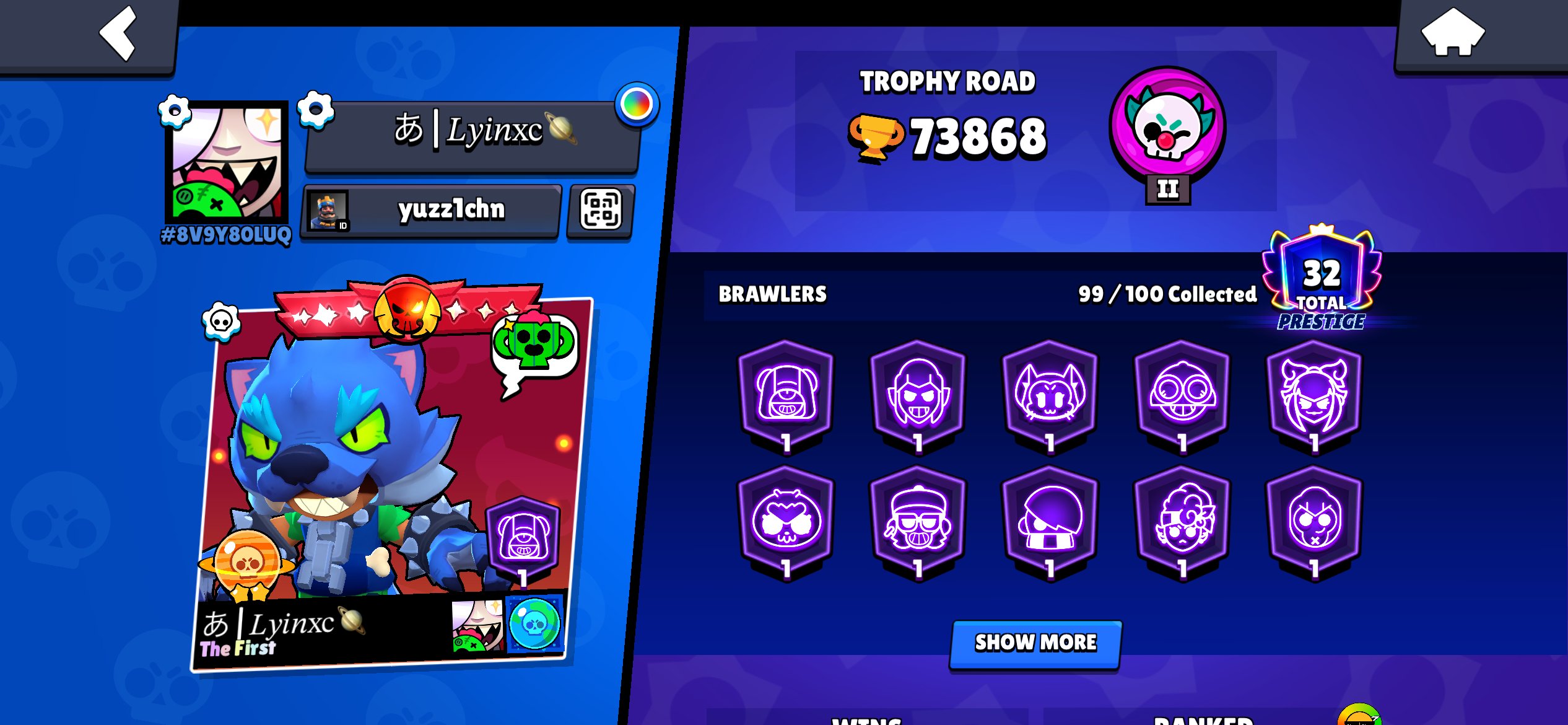 🔥THE FATEST ACCOUNT WITH OLD SKINS AND BRAWLERS🔥, trophies 75000, brawlers 101