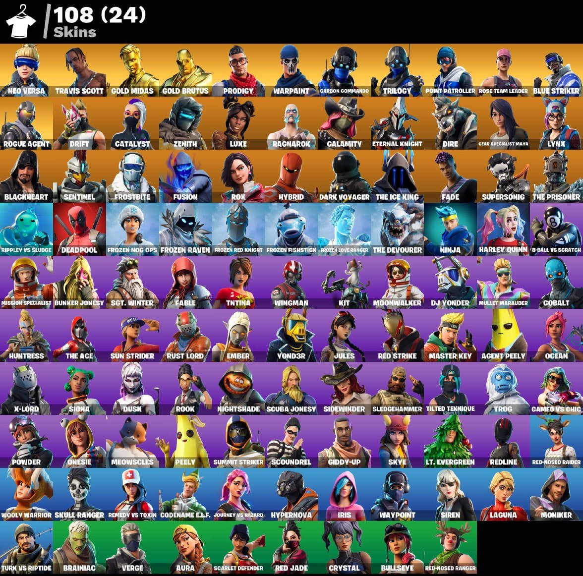 [PC] 108 skins | OG STW | Neo Versa | Travis Scott | Take The L, Sale, skins 108