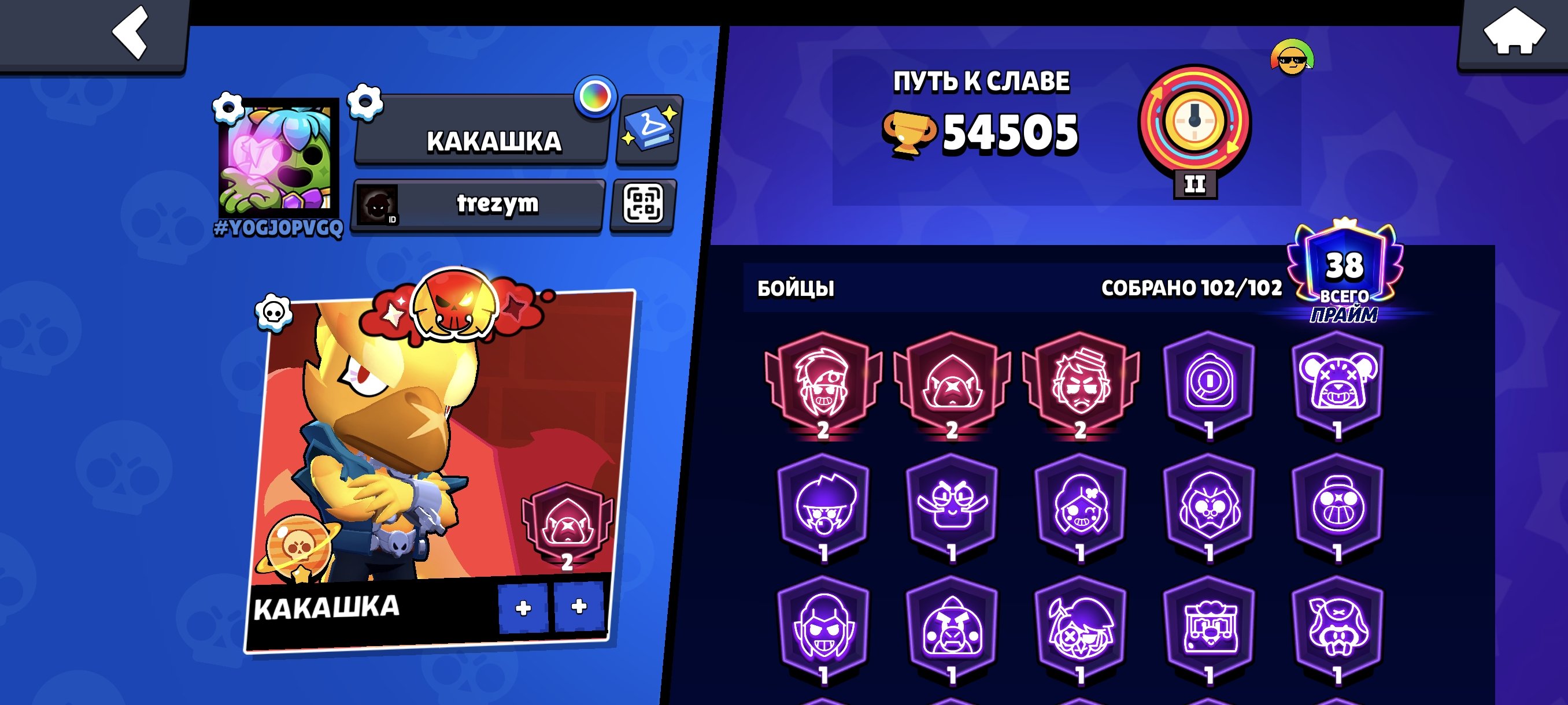 Good acc with good pumping, trophies 54505, brawlers 102, primes 38