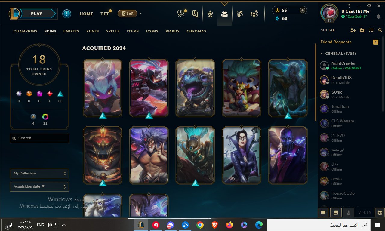 ENUE // last ss plat elo // Lv71//72 champ// 50 skin ( 11chromas Loot skin 33 ), Sale, level 71, champions 72, skins 50, Silver