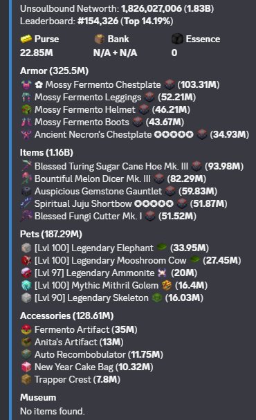 💎HYPIXEL SKYBLOCK PROFILE💎⭐UNSOUL 1.83B NETWORTH ⭐🔺SALE 70%🔺 THE CHEAPEST PRICE ❤, Sale