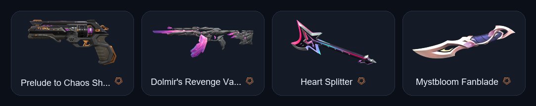 【 ~ 15 000 VP 】【 Mystbloom Fanblade 】【 Dolmir's Revenge Vandal 】【 Prelude to Chaos Sheriff 】, Sale, Bronze 1, Agents: 9, Skins: 29
