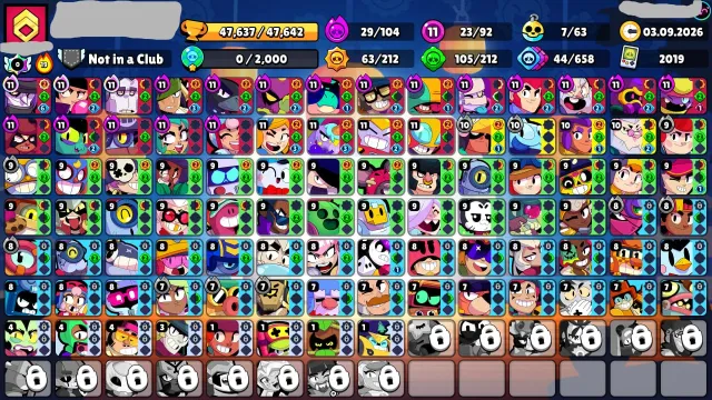 🤍41k🤍92/106🤍23 11 POWER🤍29 HYPER🤍146 SKINS🤍10 TITLES🤍7 BUFFS🤍, 41000 trophies, 92 brawlers