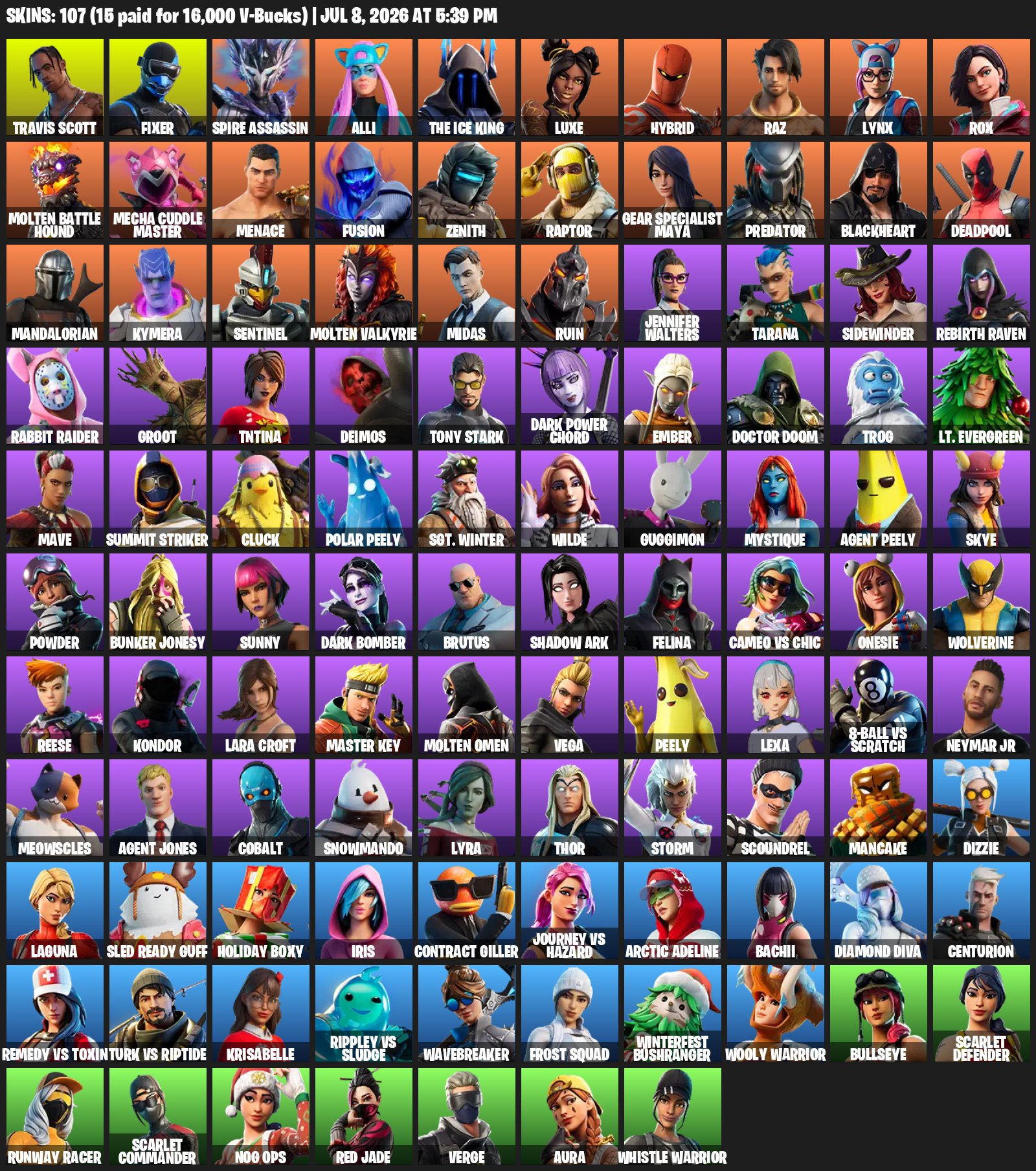 💎Travis Scott🌀Raptor©️Powder🌀Lara Croft©️⛓️WARRANTY⛓️FULL ACCESS,OVERNIGHT, Sale, skins 107