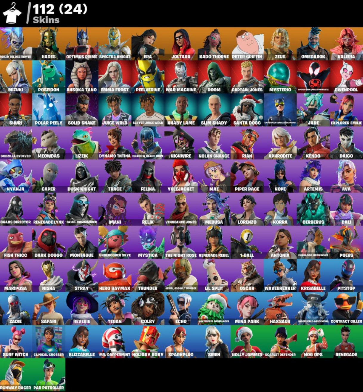 [PC] ⭐ 112 SKINS ⭐ MAIL CHANGE ⭐ 750 VB | Renzo the Destroyer | Hades | Optimus Prime ⭐, Sale, skins 112