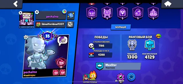 Normal account for playing, I will change the email to yours, 47050 trophies, 99 brawlers, 35 primes