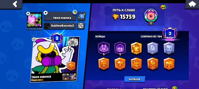 im selling account in brawl stars, trophies 15759, brawlers 81, primes 2