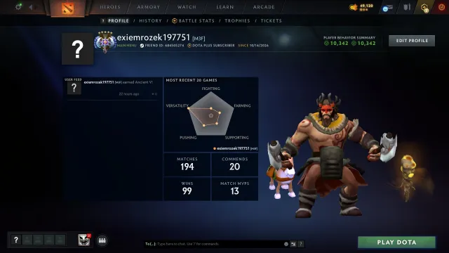 ⁺‧₊˚ ཐི⋆♱⋆ཋྀ ˚₊‧⁺ ⛩️🌸 MMR 4393 , ⛩️🌸 , Honesty 11063, 100% GUARANTEE ❤️, Sale, 4393 MMR, 10342 honesty, 10342 politeness, 200 matches, 200 hours