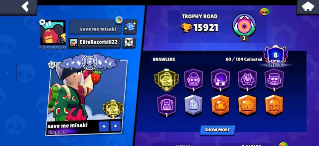 【⚡💎】【🧊 THIRD PRIME ON KENJI🧊】【🏆10644🏆】【📨ALONG WITH MAIL📨】, trophies 15900, brawlers 60, primes 8