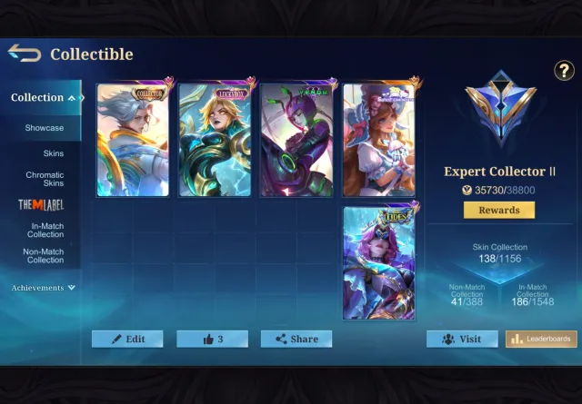 NATHAN COLLECTOR LUCKY BOX EIDORA FLORIN SANRIO + 18 EPICS, Sale, Rank: Mythical, Level: 63, Win Rate: 53%, Heroes: 81, Skins: 138