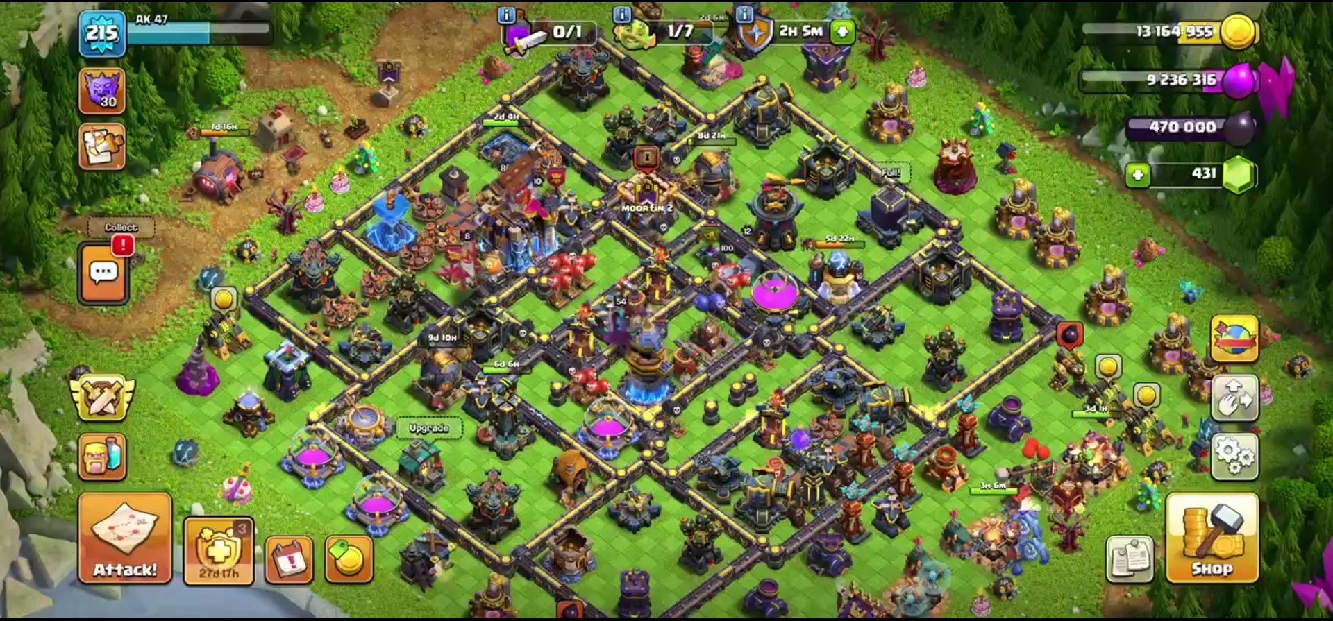 🏠18TH 67%🏠💯LVL 215💯💎400 GEMS💎👑HEROES 86/100/54/71/47/8👑🧙♂️11 HEROES SKINS + 3Design🧙♂️👷Worker 6👷, 18 TH Main Village