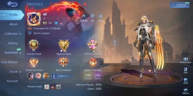 ✅ MAX EMBLEM ⚜️ COLLECTOR NATALIA SPONGEBOB CYCLOPS 🔰 4 LIGHTBORN 💠 19 EPIC SKIN 📧 TAKE EMAIL, Продажа, Ранг: Легенда, Уровень: 54, Процент побед: 49%, Герои: 106, Облики: 181