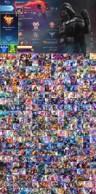 🖤StarWars Argus🖤Dawning Esmeralda, Set for Johnson, Naruto-11.11 Hayabusa, Aspirant-Attack Fanny🖤, Sale, Rank: Epic, Level: 81, Win Rate: 54%, Heroes: 133, Skins: 593