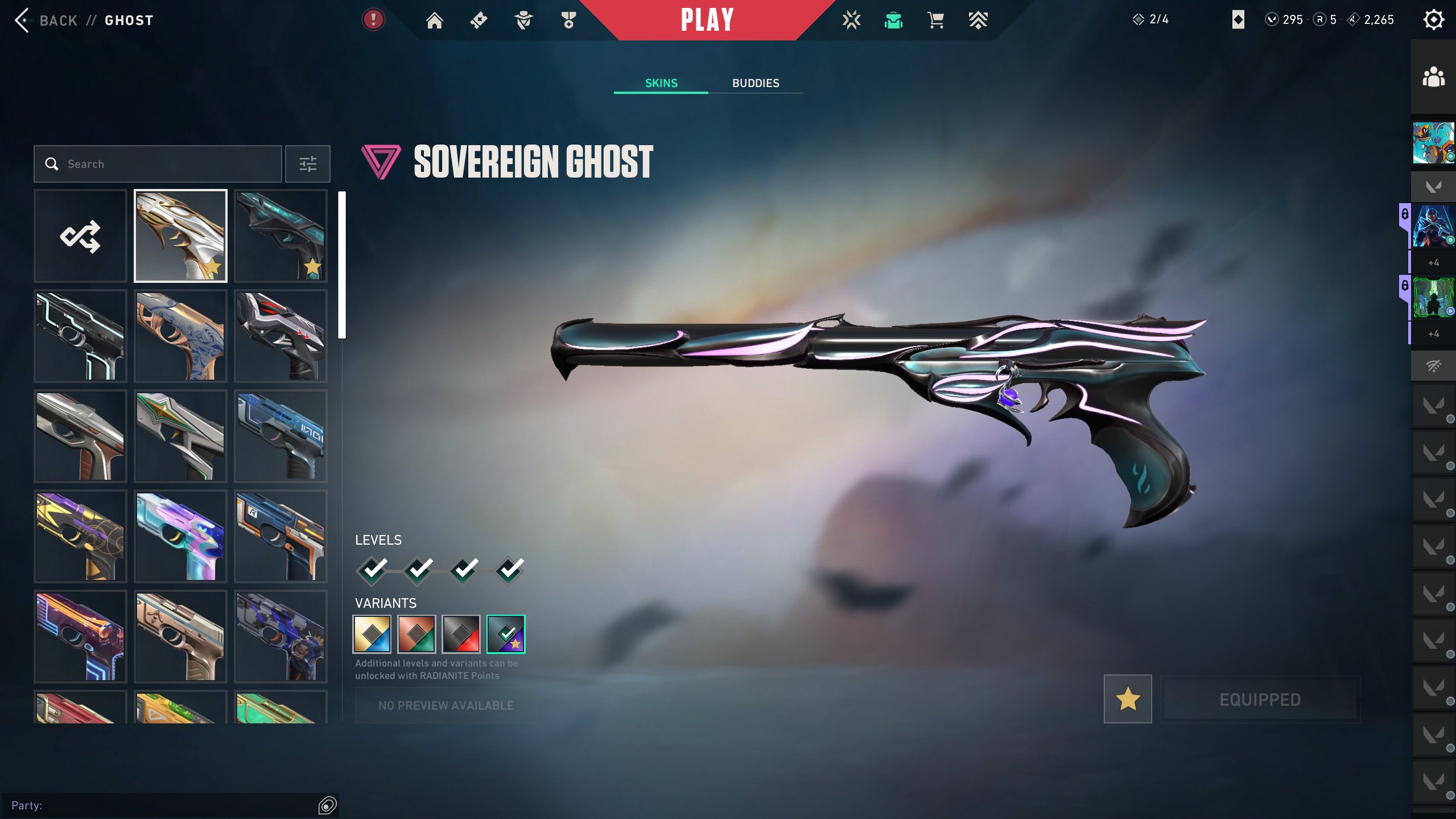 Personal account for 250475 VP, Sale, Ascendant 3, Agents: 29, Skins: 250