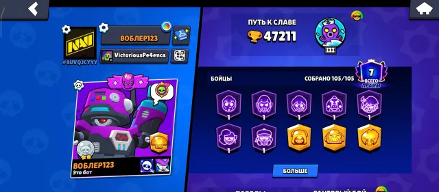 🌞Old account for the basis of🌞skins for 33k GEMOV🥶, trophies 47200, brawlers 105, primes 7