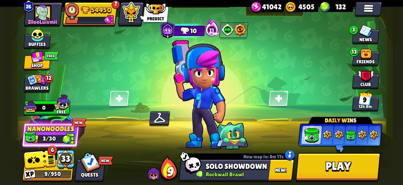 54k trophies, Star Shelly, 104 Brawlers, 13 Legendaries, 46 Power 11s + 45 Hypercharges, 300 skins., trophies 54000, brawlers 104