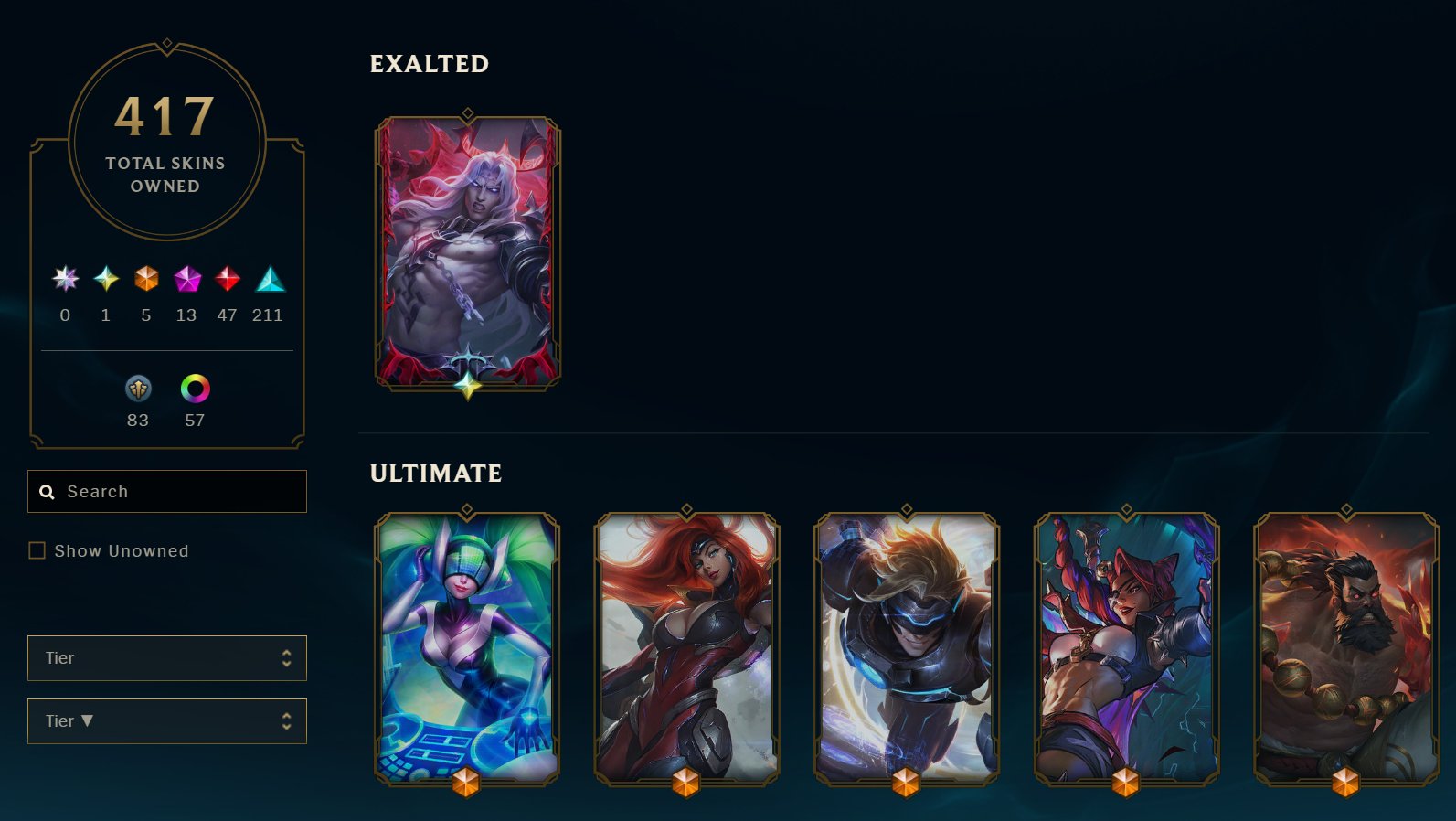 417 skins. Revenant Reign Viego. 5 Ultimate skins (no Lux). 135 emotes., Sale, level 208, skins 417, Emerald