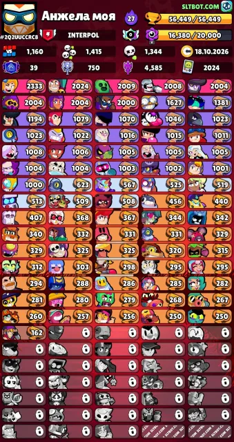 (SELL) (💸RELINK💸) 56449 // 76/107 // 100+ skins, 56449 trophies, 76 brawlers, 39 primes