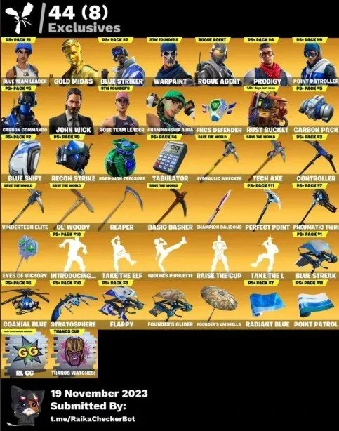 OLD ACCOUNT, MINTY, GOLD MIDAS B RAIDERS OUTCAST, LOTS OF OLD, Sale, skins 263