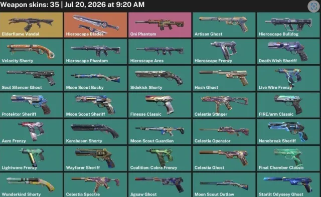 ⭐AUTO-DELIVERY⭐35 Skins + 20 Agents🔶1 Knife🔶Hieroscape Blades🔶Elderflame Vandal🔶Lifetime Warranty, Sale, Ranked unlocked, Agents: 21, Skins: 35