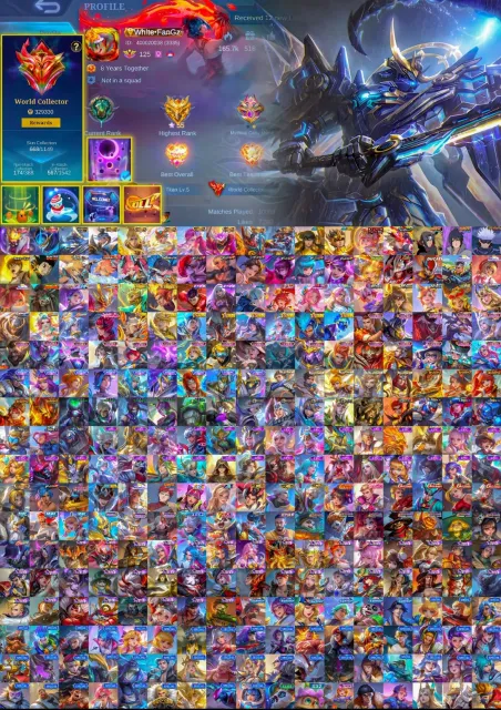 5x anime 6x kof clint soul 6x kof 4x aspirants 8x coll., Продажа, Ранг: Мифический, Уровень: 125, Процент побед: 52%, Герои: 132, Облики: 668