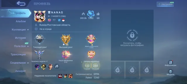 Good account with 71k collection points without cooldown, Sale, Rank: Epic, Level: 77, Win rate: 56%, Heroes: 133, Skins: 284