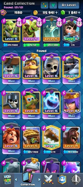 mimimi, pig dance, 15 evo, 8 heroes, 13 tower skins, 10-16 level, 4-15, 6-14, check description, arena 29, level 1630, 12168 trophies, 122 cards, 22 leg, No