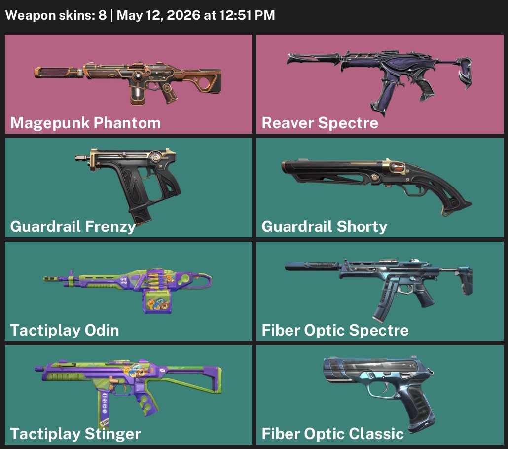 Phantom Charopunk, Spectre Reaper, and cheap skins, Sale, Ranked unlocked, Agents: 7, Skins: 8
