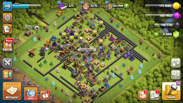 18 TH🏰4088 GEMS💎6 EPIC ITEMS🩸5 BUILDERS💯FREE NAME CHANGE🔥110 LVL🚀HEROES 19-27-6-12-6🛡️, 18 TH Home Village, 10 TH Builder