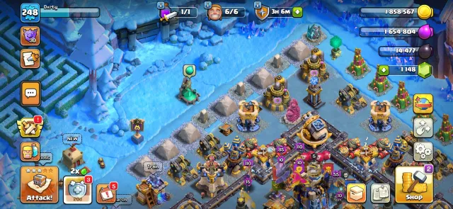 Top account TH18 with 6 epic full one level 26 Other reviews in screenshots, 18 TH Native Village, 10 TH Builder