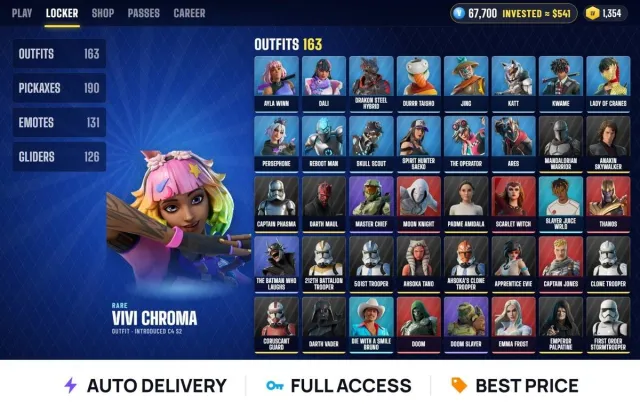 (PC/XBOX/Android/iOS) 🌀 163 skins 🌀 Level 1354 🌀 Multicolored Vivi + Ayla Win + Dali, Sale, skins 163