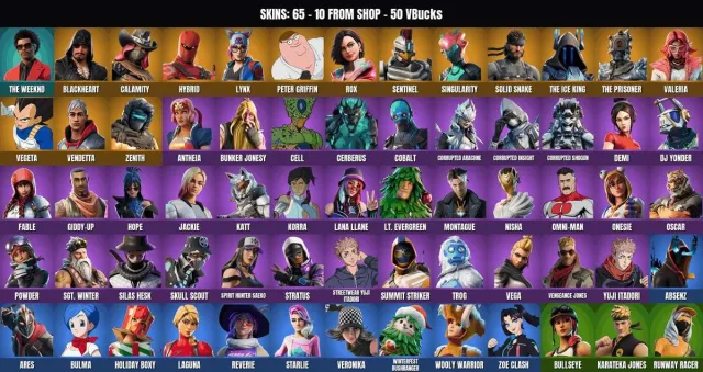 [PC/PSN] 65 sk🔥Ernter🔥Schneeschütze🔥Gefangener🔥Hybrid🔥Singularität🔥Neon-Luchs🔥Vendetta🔥Vegeta, Verkauf, Skins 65