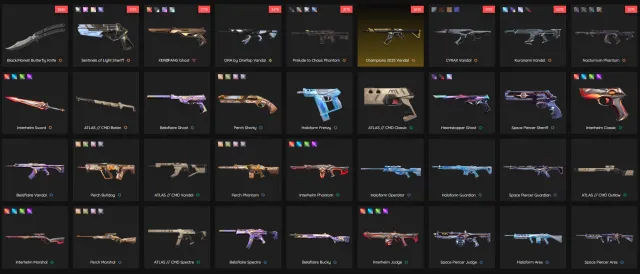 EU 🌍⭐Kuronami/Champions2025/ORA VANDAL⭐Blackmarket Butterfly⭐Prelude/Nocturne Phantom⭐23000+VP, Sale, Bloom 1, Agents: 19, Skins: 36