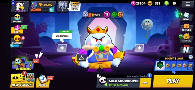 💢2019 YEAR💢4 OLD BP💥KING LU, RICO, RONIN GAVS, PORTER MIKE, D4R-RY1🎯34,292 TROPHIES🏆, 34292 trophies, 90 brawlers, 6 primes