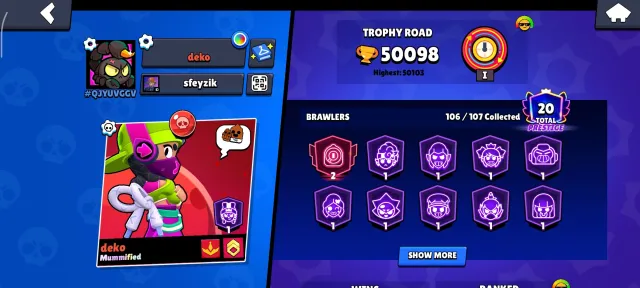 🔥top account from 2018, my exclusive + account in Clash Royale (see description), 50098 trophies, 106 brawlers