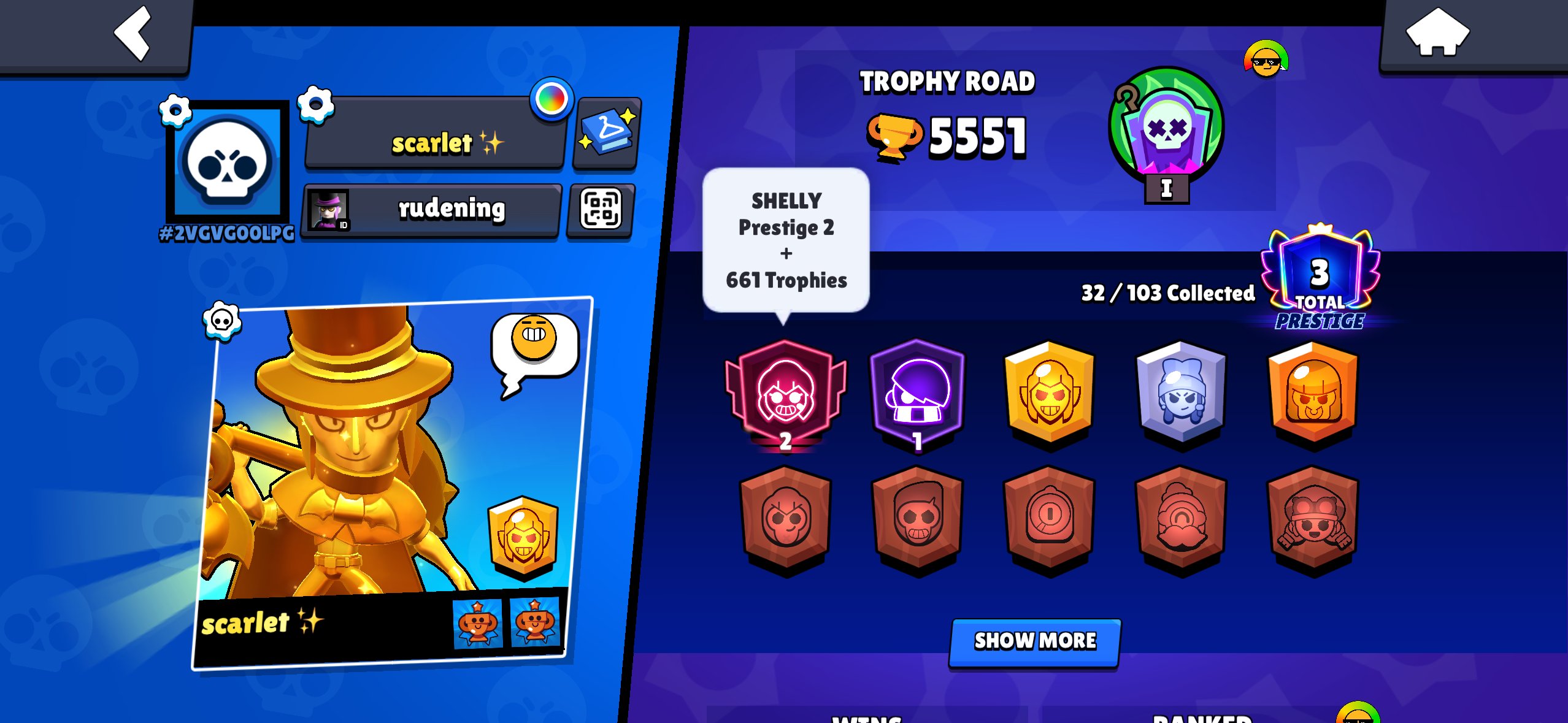 the best account for boost, trophies 5551, brawlers 32, primes 3