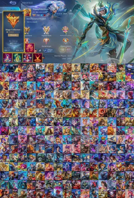 Granger exo🔥 Levi🔥 Gojo🔥 Bene Sv🔥 mega collector 1 available for sell., Sale, Rank: Legend, Level: 169, Winrate: 50%, Heroes: 133, Skins: 623
