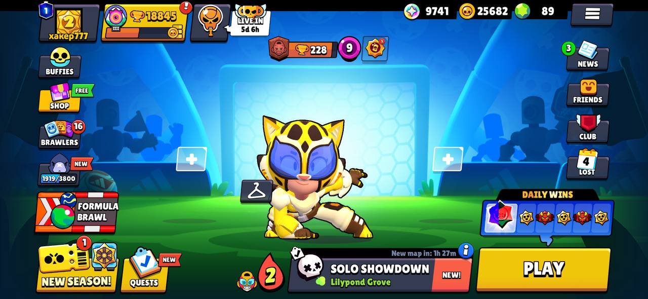 18 k 💎, 64 brawlers, 4 legs, 3 11 strength + 2 hypers, 25 k coins, 89 gems, 70 skins, description👇, trophies 18000, brawlers 64