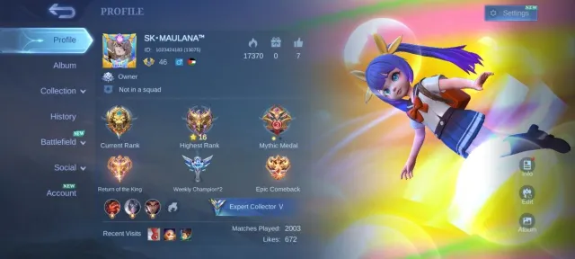 collector Natalia EPIC moskov EPIC Gatokacka EPIC Roger EPIC Bane EPIC Grock EPIC carmila emblem Max, Продажа, Ранг: Мифический, Уровень: 46, Процент побед: 56%, Герои: 81, Облики: 118