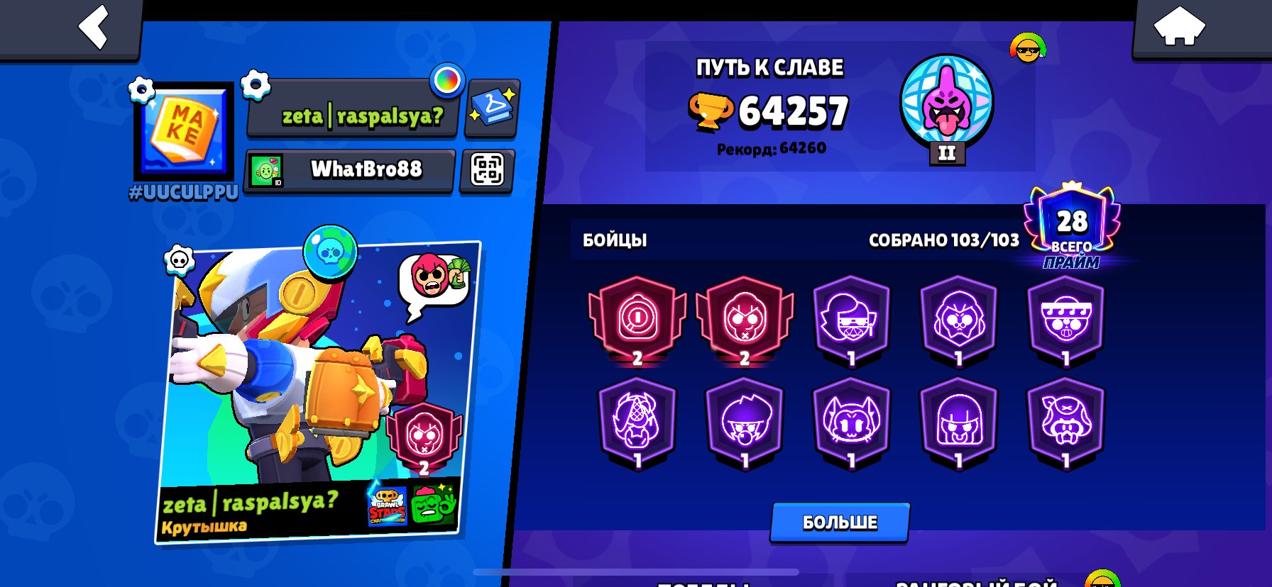 old akaunt 2019 year , old skins, trophies 64257, brawlers 103, primes 28