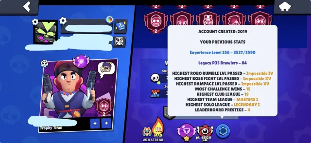 84 OLD RANK 35, STAR FORCE FAME!!, ALL OG SKINS BEST ACCOUNT EVER, 130000 кубков, 105 бравлеров