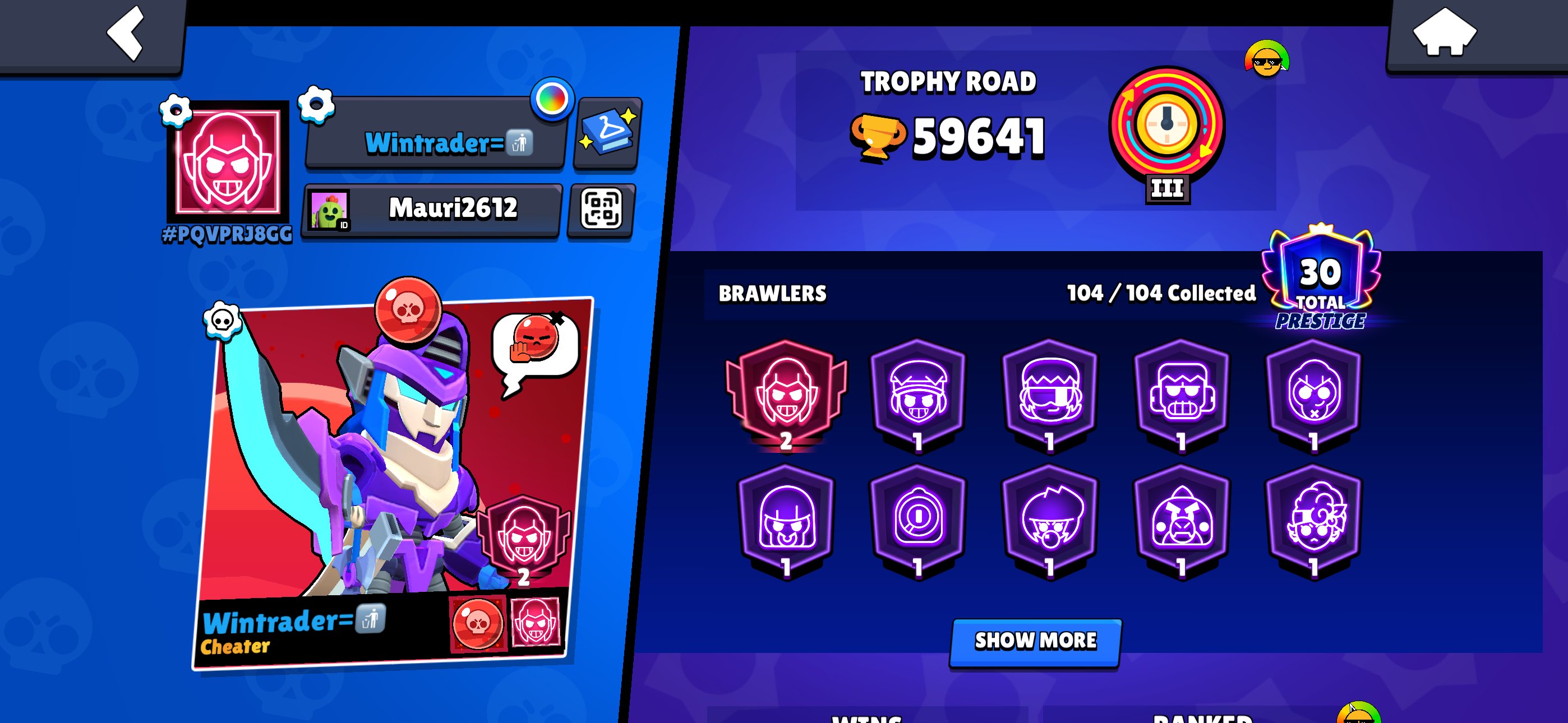 Good account full access, trophies 59641, brawlers 104