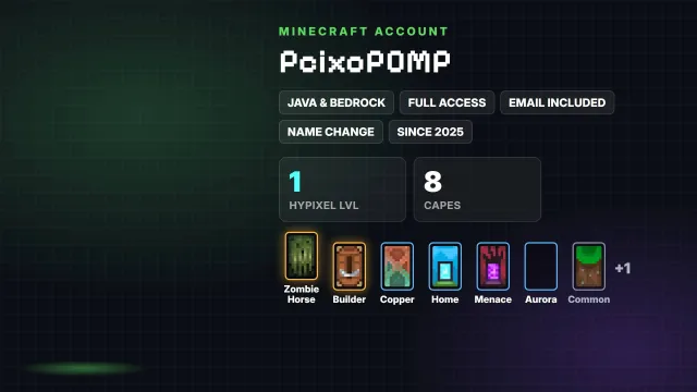 🦸 Cloaks (8): Zombie Horse, Builder, Copper, Home, Menace, Aurora ✅ Java & Bedrock & full access, Sale, All account data