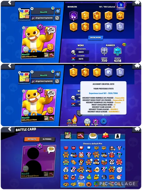 🏆𝟒𝟓𝟎𝟎𝟎🏆🔮ЭЛЬ АКУЛЕНОК🔮🎀ЭДДИ ДРАКО + GOLD МОРТИС🎀🀄ЙОКАЙ ПАЙПЕР + МУМИЯ ФРЕНК🀄🏅ВКАЧ🏅, 44849 кубков, 101 бравлеров, 1 праймов