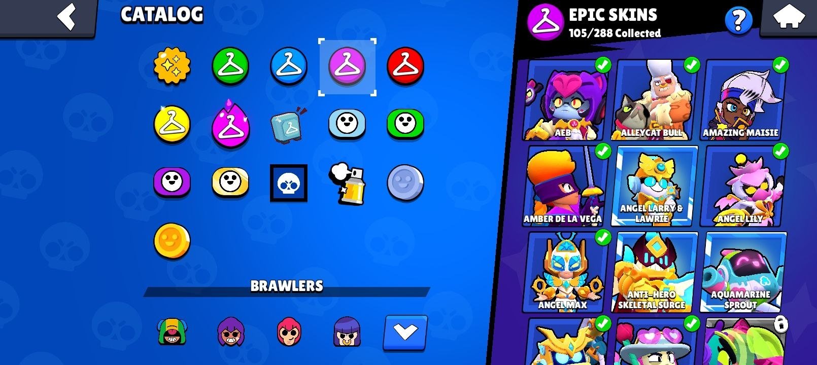 NEARLY PRO, MASTERS 3 (III), TRIPLE MASTERS, 2 BP+, 36 POWER 11, 3 GOLDEN AND 4 LEG SKINS, 80 GEMS, trophies 22000, brawlers 100, primes 11