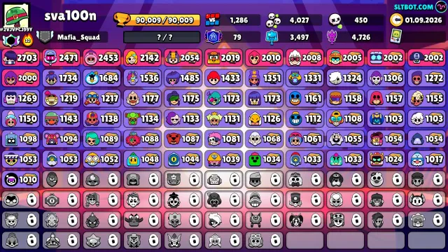 FULL REBIND✅ 🏆90009🏆 💛4 LEGENDARIES💛 🧛♀️67 BRAWLERS🧛♀️, 90009 trophies, 67 brawlers, 79 primes