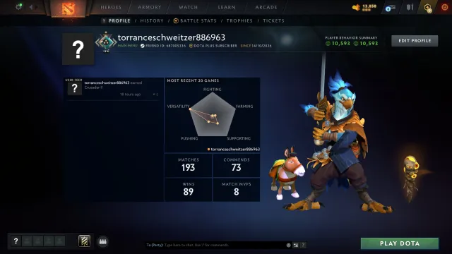 ✅【 РЫЦАРЬ | 1561 ММР 】✅ ®️ ДИКОВИНКИ 83 lvl ®️ 🎯 РЕЙТИНГ ОТКРЫТ 🏆 100/100 ч ⏱️DOTA PLUS до 25.11.26, Продажа, 1561 MMR, 10593 порядочности, 10593 вежливости, 193 матчей, 146 часов